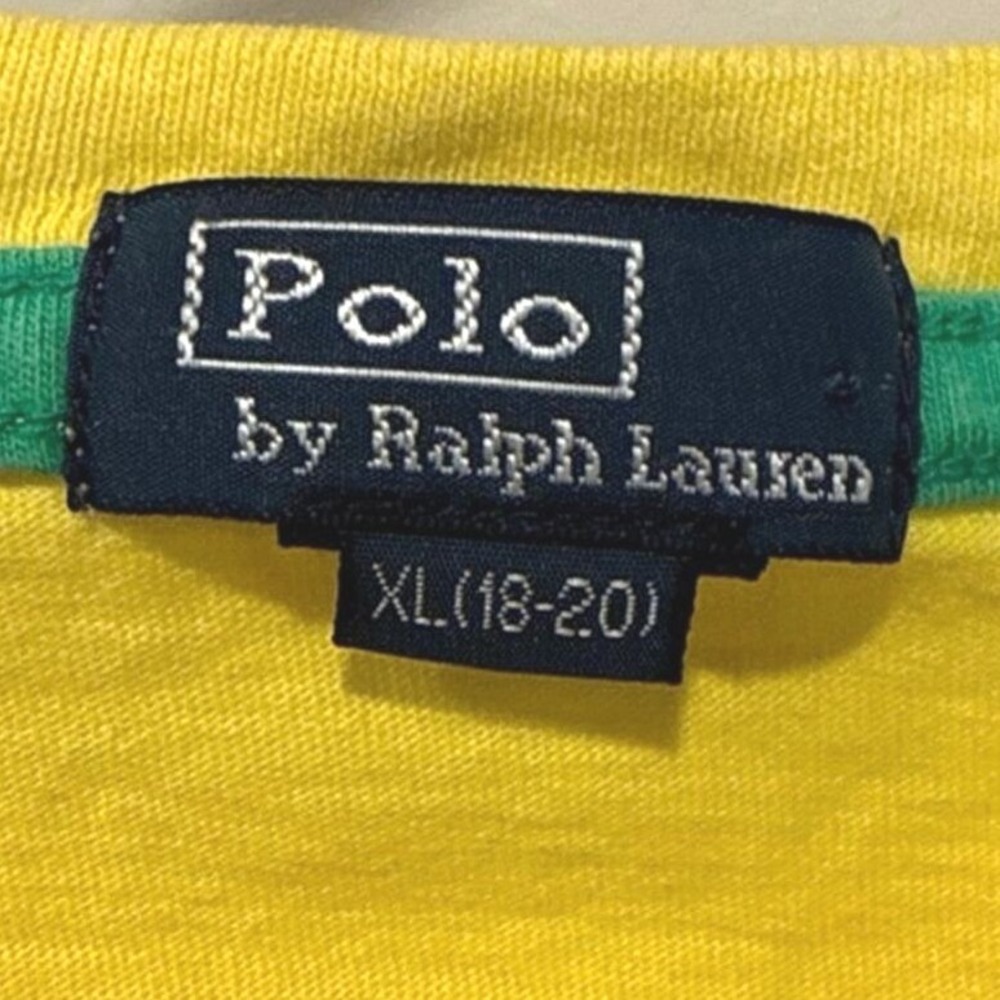 Polo by Ralph Lauren Big Pony Yellow Blue USA Flag Custom Fit T-Shirt Boys XL - Picture 3 of 7